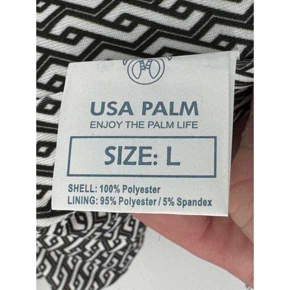 USA Palm Quarter Zip Sherpa Jacket Large Pullover Geometric Print Reversible - Picture 3 of 13